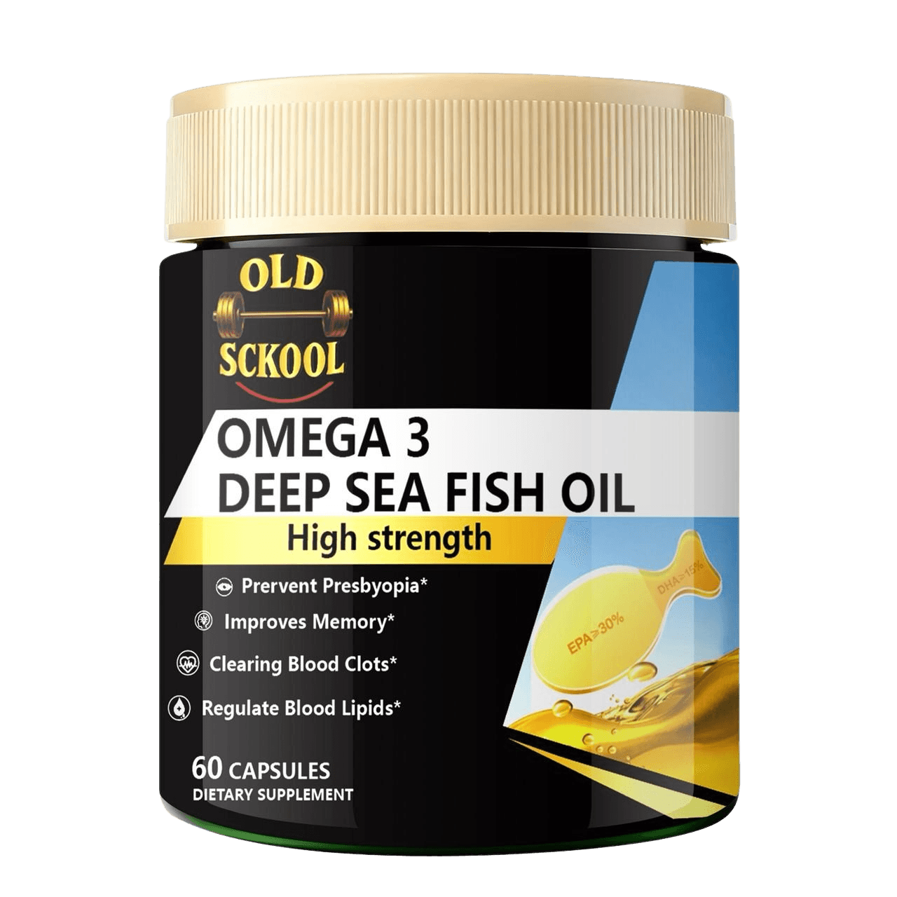 Old Sckool High Strength Omega 3 Deep Sea Fish Oil | 60 Capsules