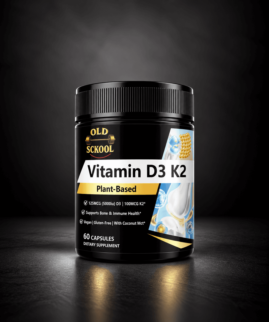 Old Sckool Vitamin D3 K2 Plant-Based | 60 Capsules
